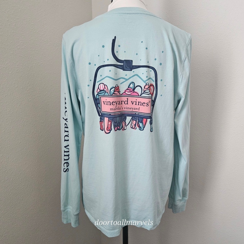 Vineyard Vines Graphic T-Shirt 100% Cotton SOFT Long Sleeve Ski Lift sz L